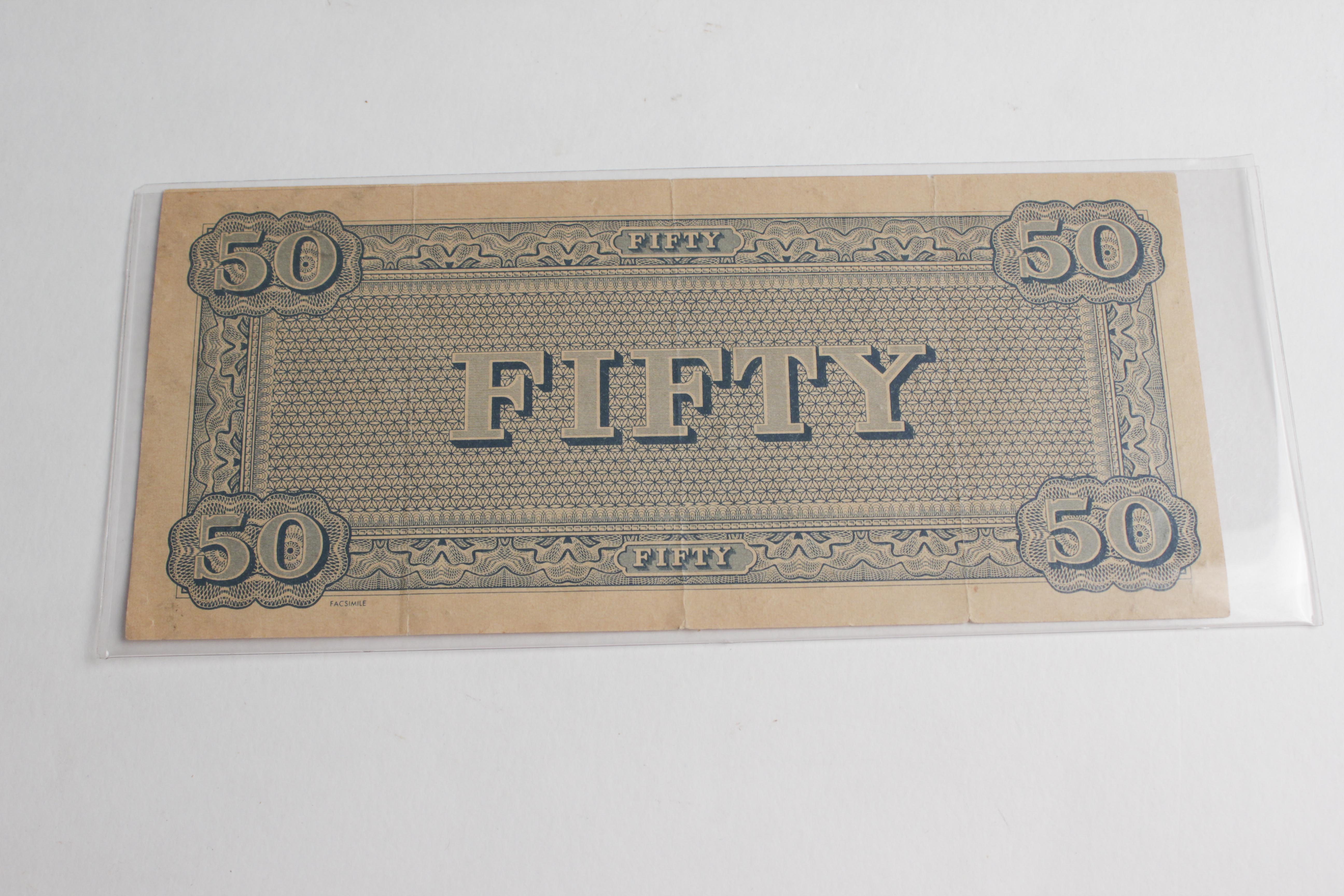 Reproduction of a Confederate $50 Bill
