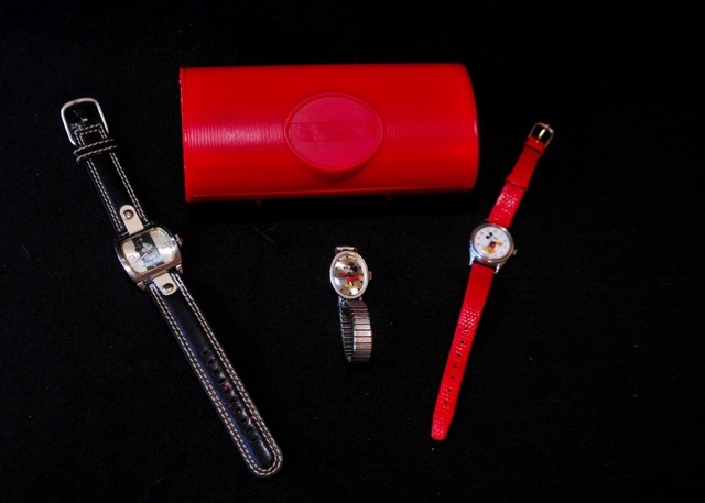 Trio of Mickey Mouse Watches and Original Red Watch Box