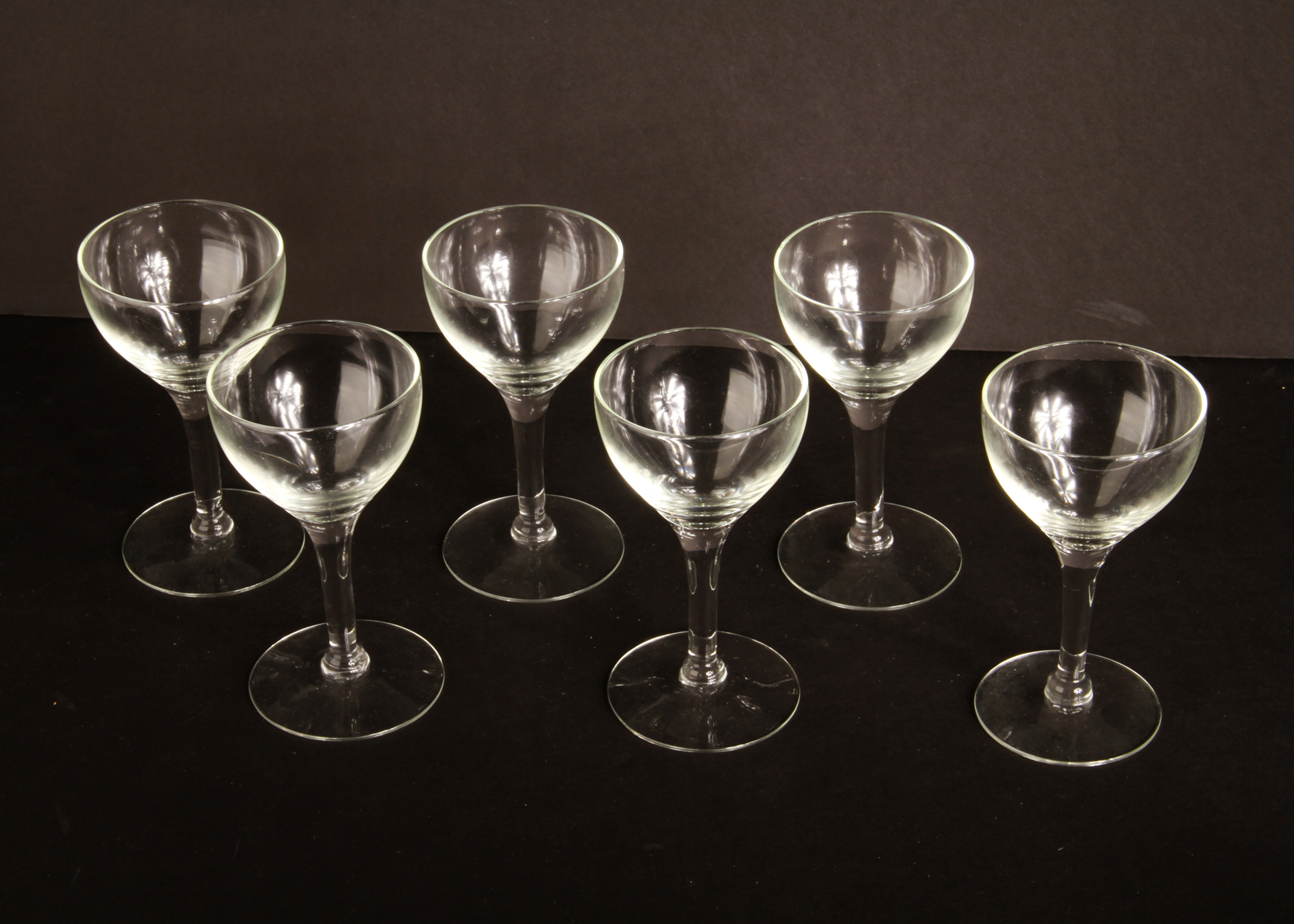 Set of Six Small Wine Glasses