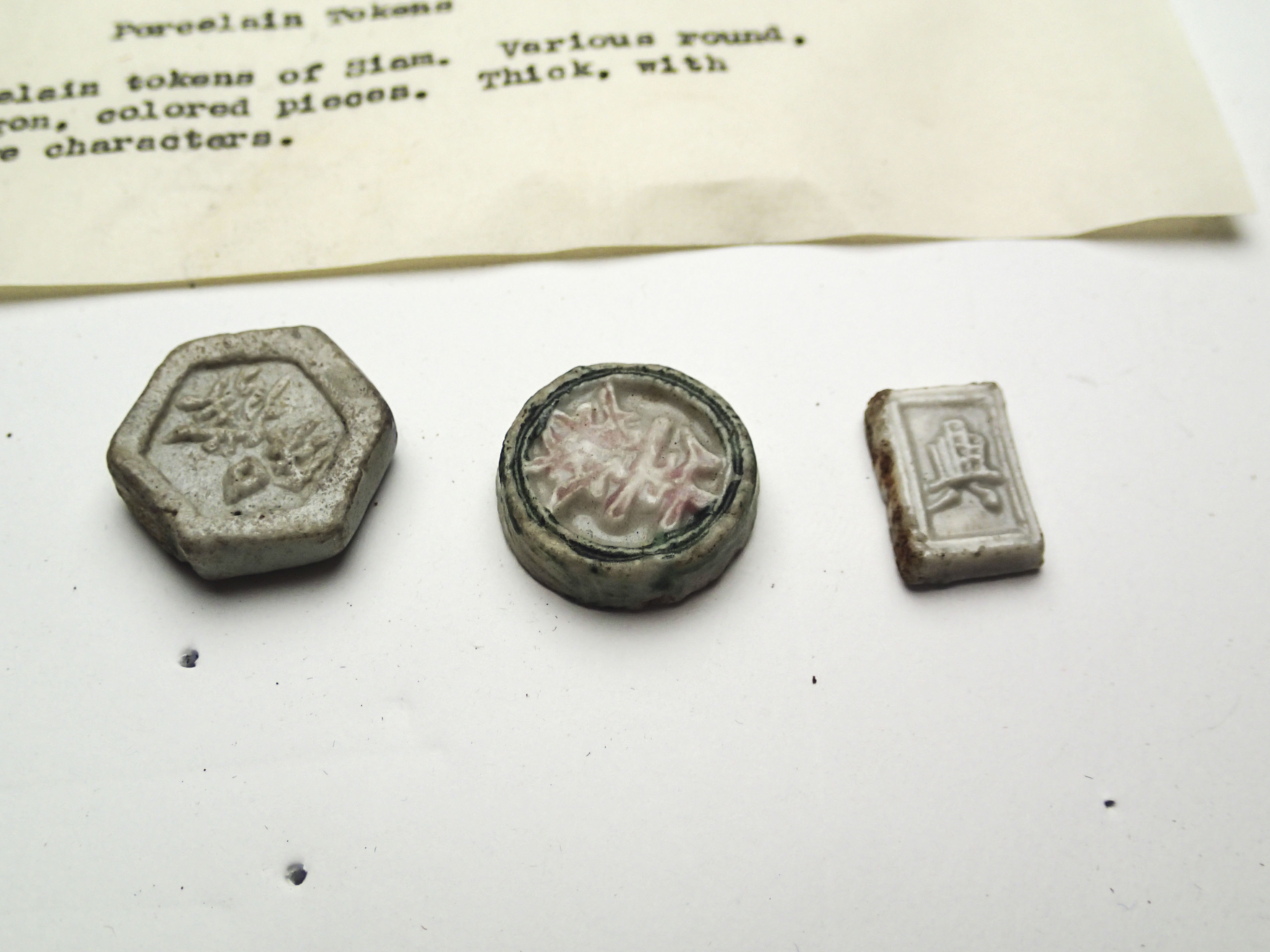 Siamese Porcelain Gambling Tokens c. early 1800's