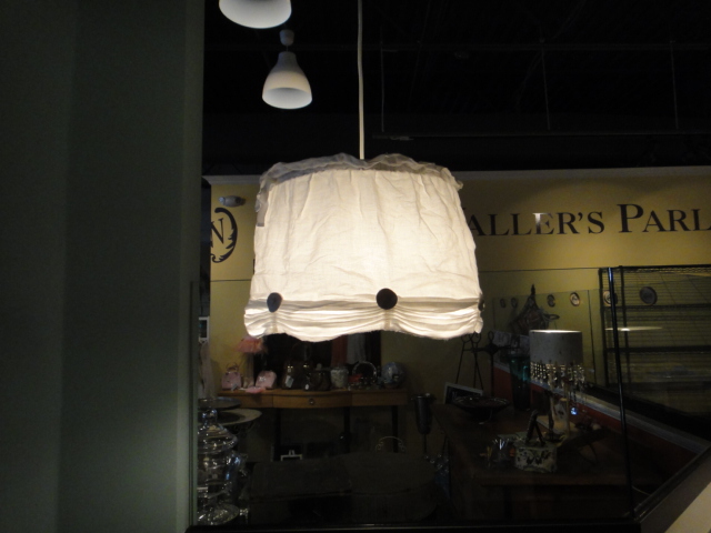 Two Small White Cloth Hanging Lights