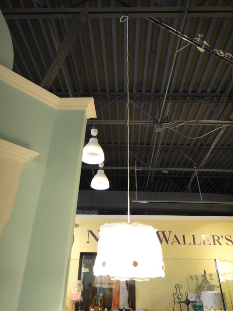 Two Small White Cloth Hanging Lights