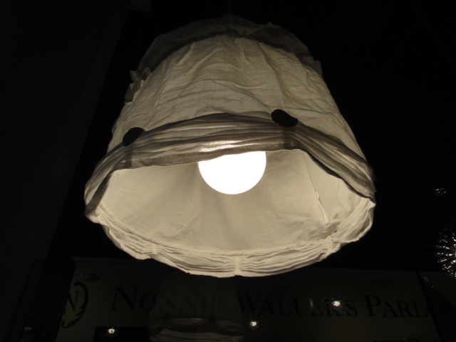 Two Small White Cloth Hanging Lights