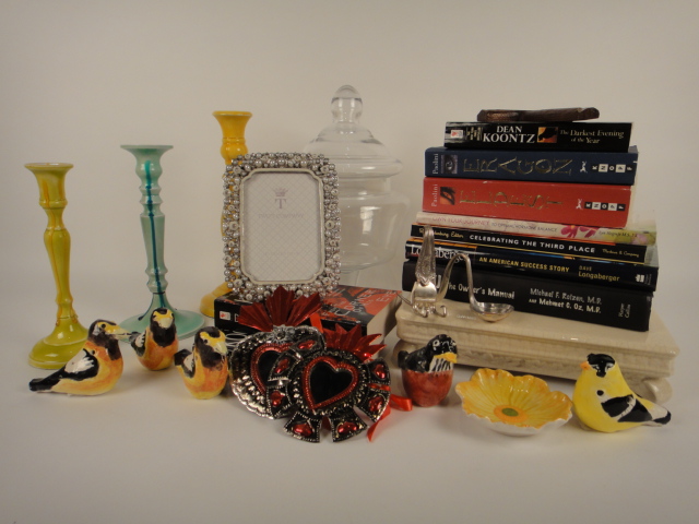 Ceramic Candle Holders, Hand Painted Birds and More