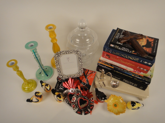 Ceramic Candle Holders, Hand Painted Birds and More