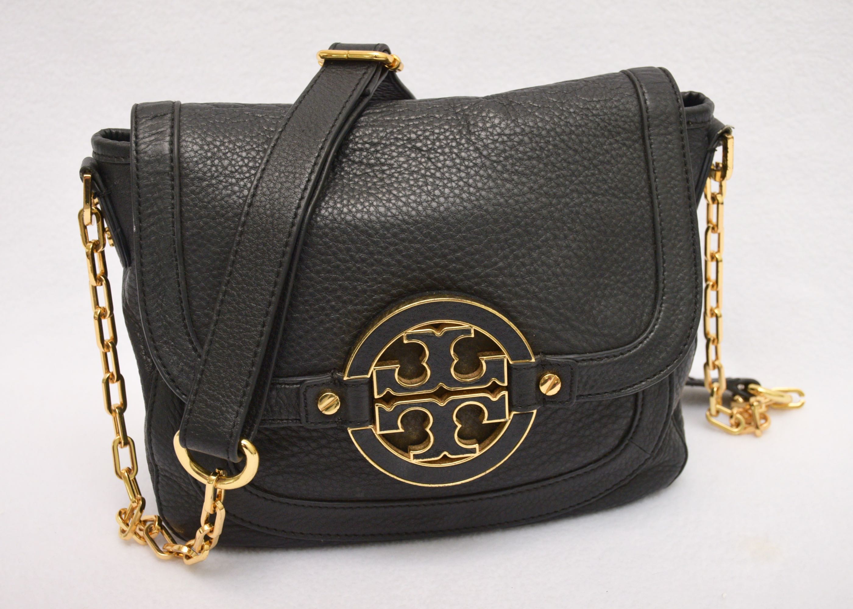 Tory Burch Black Leather Amanda Messenger Bag