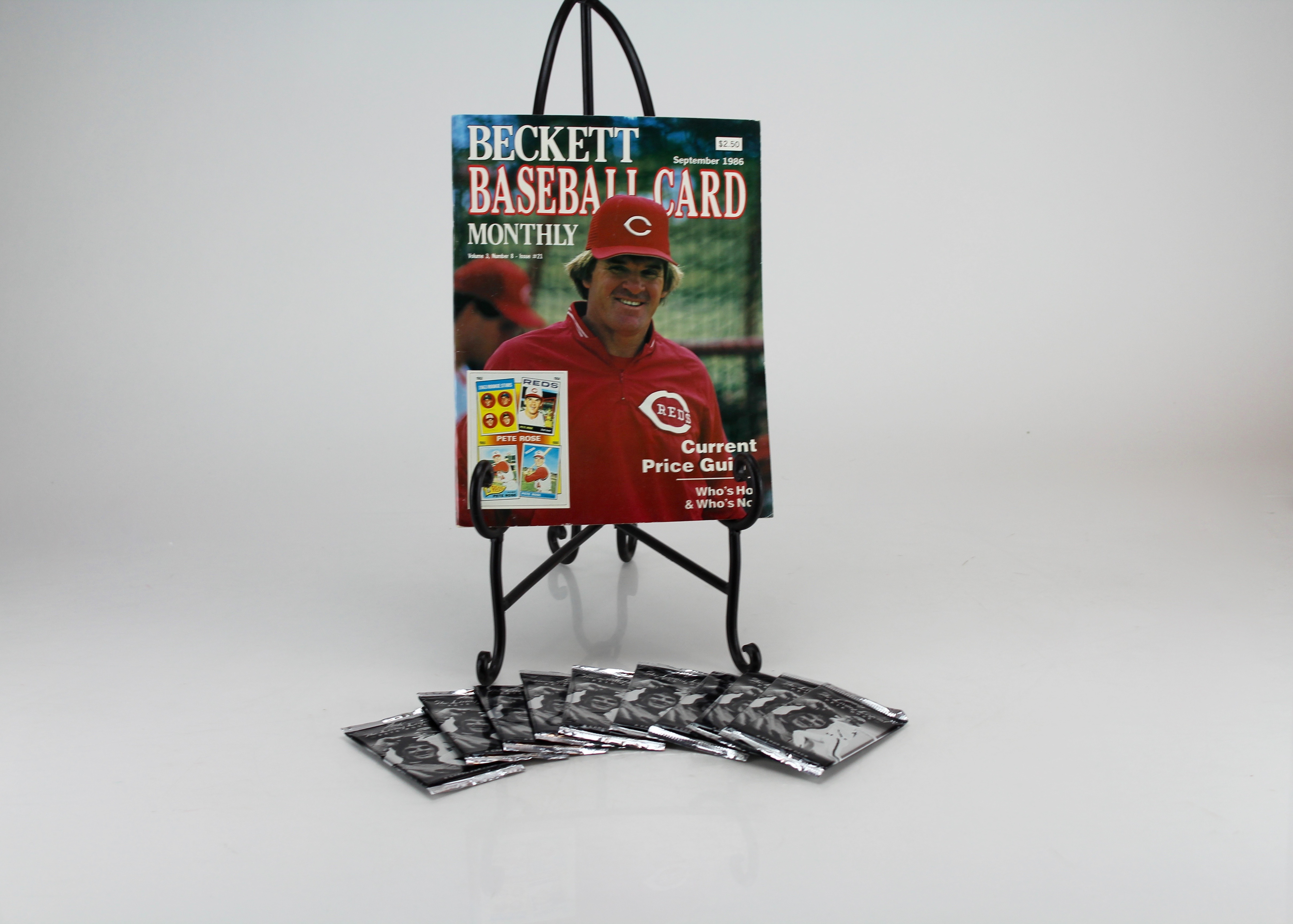 Beckett Magazine and Unopened Card Packs Featuring Pete Rose