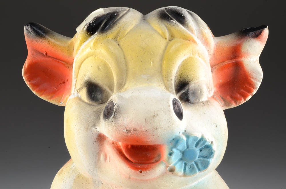 Vintage Chalkware Figural Cow Piggy Bank