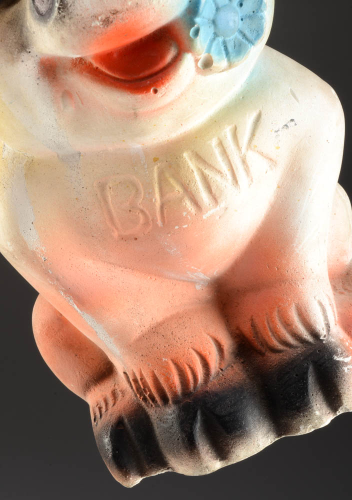 Vintage Chalkware Figural Cow Piggy Bank