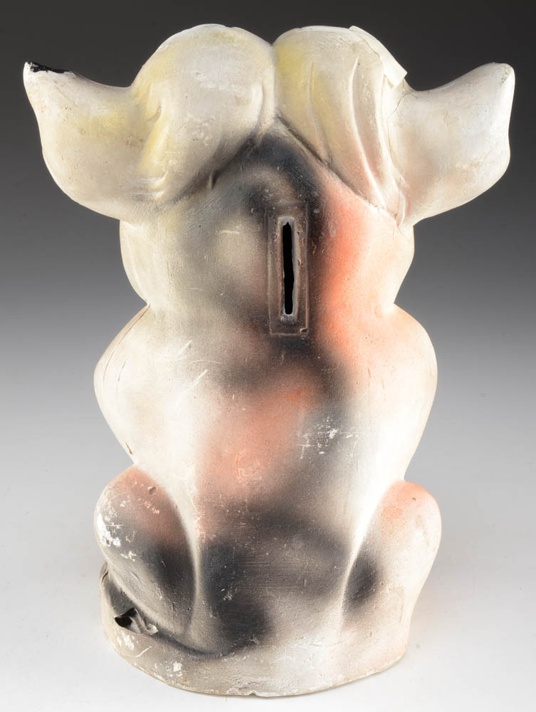 Vintage Chalkware Figural Cow Piggy Bank