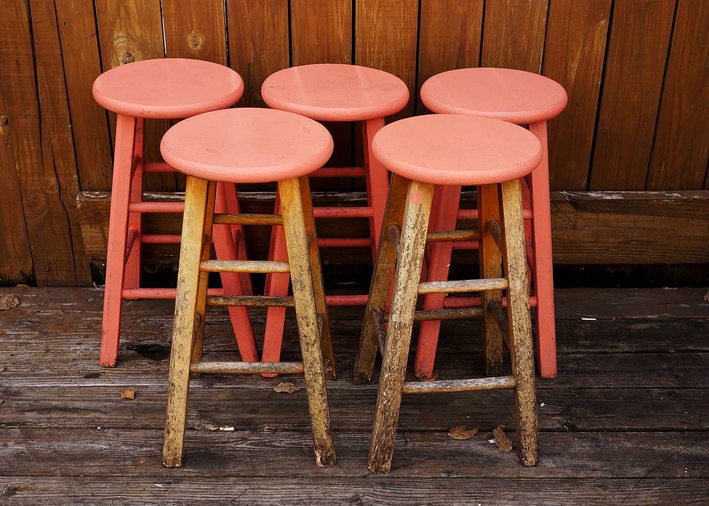 Pink Painted Wooden Bar Stool Collection