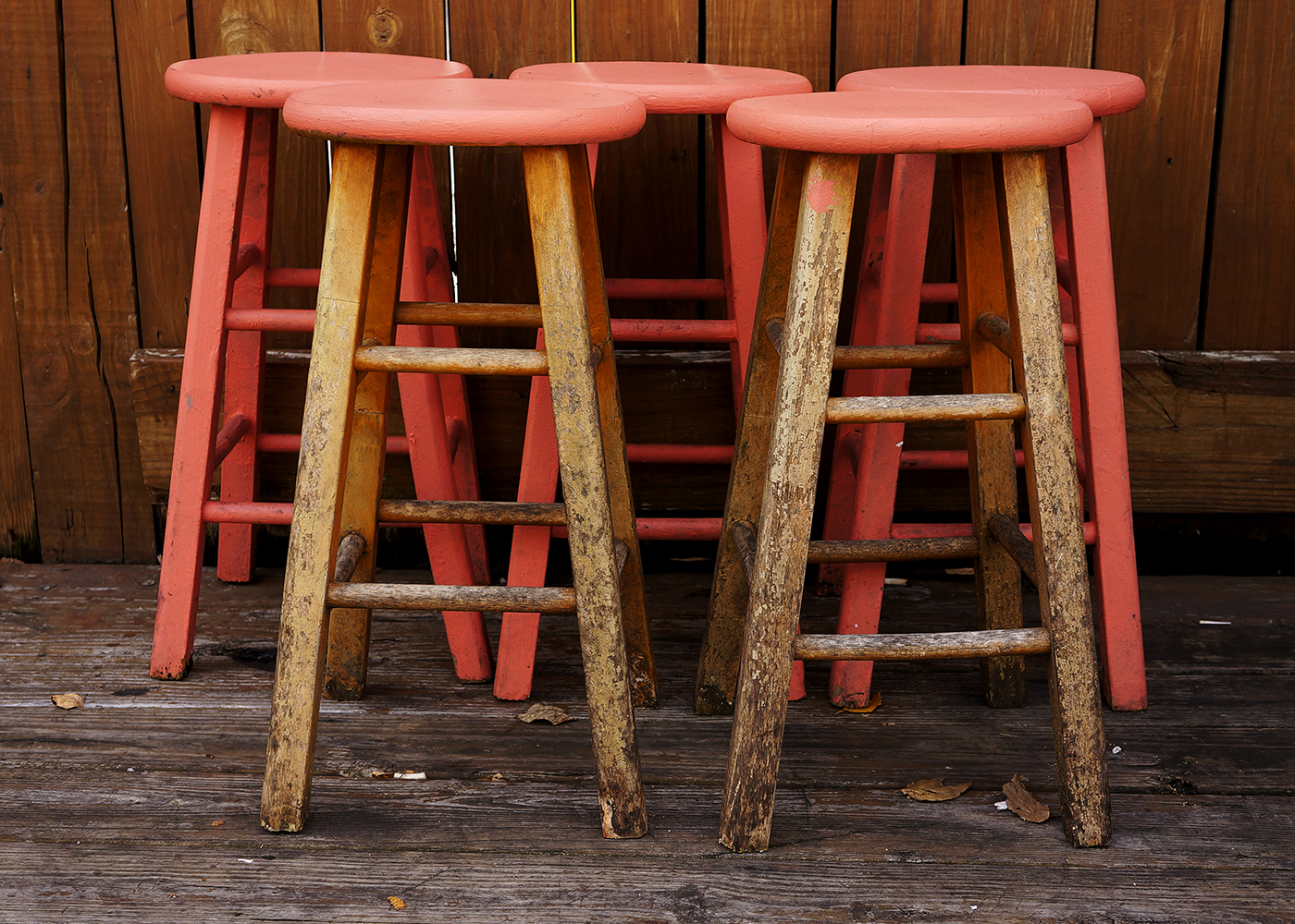 Pink Painted Wooden Bar Stool Collection