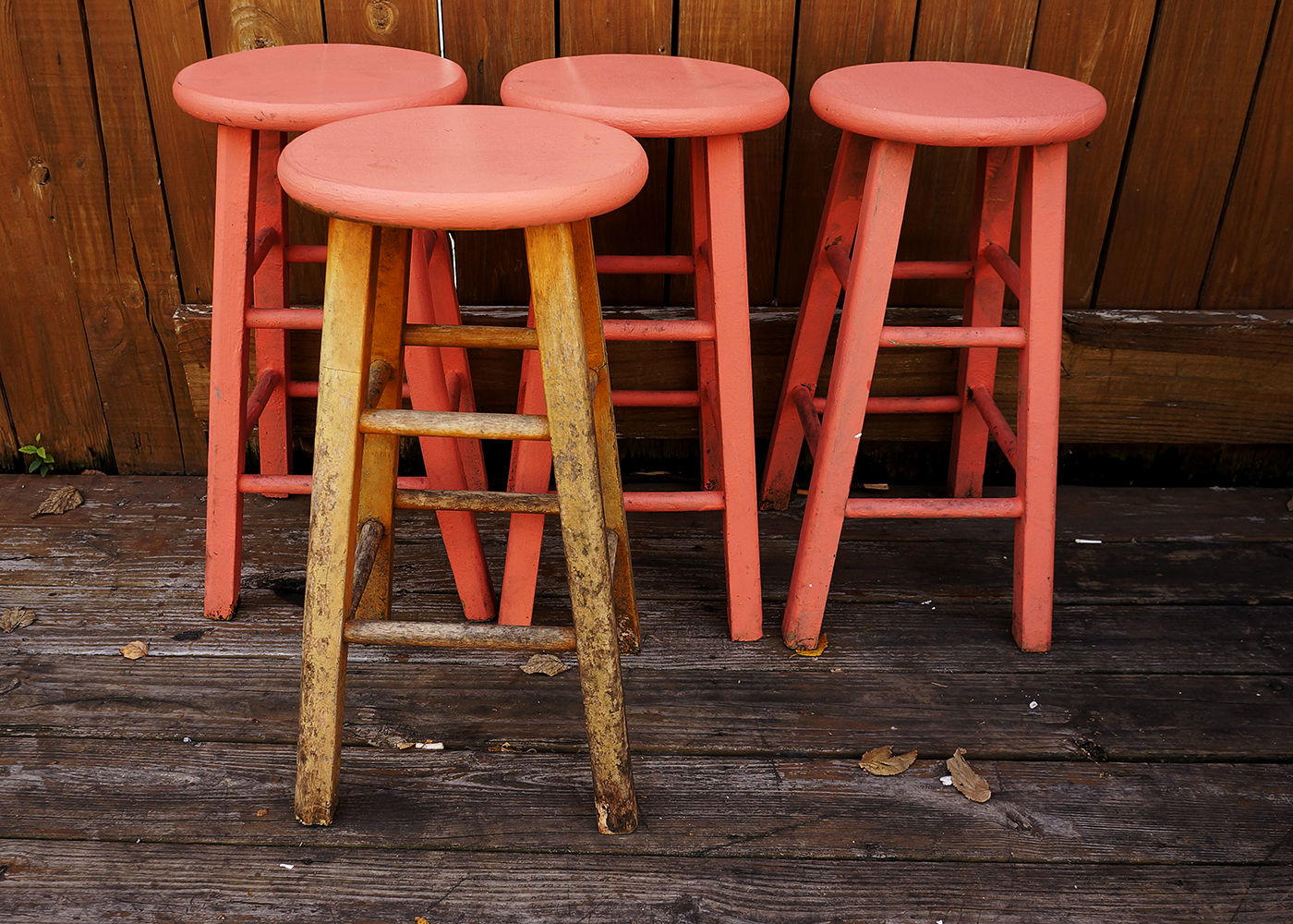 Pink Painted Wooden Bar Stool Collection