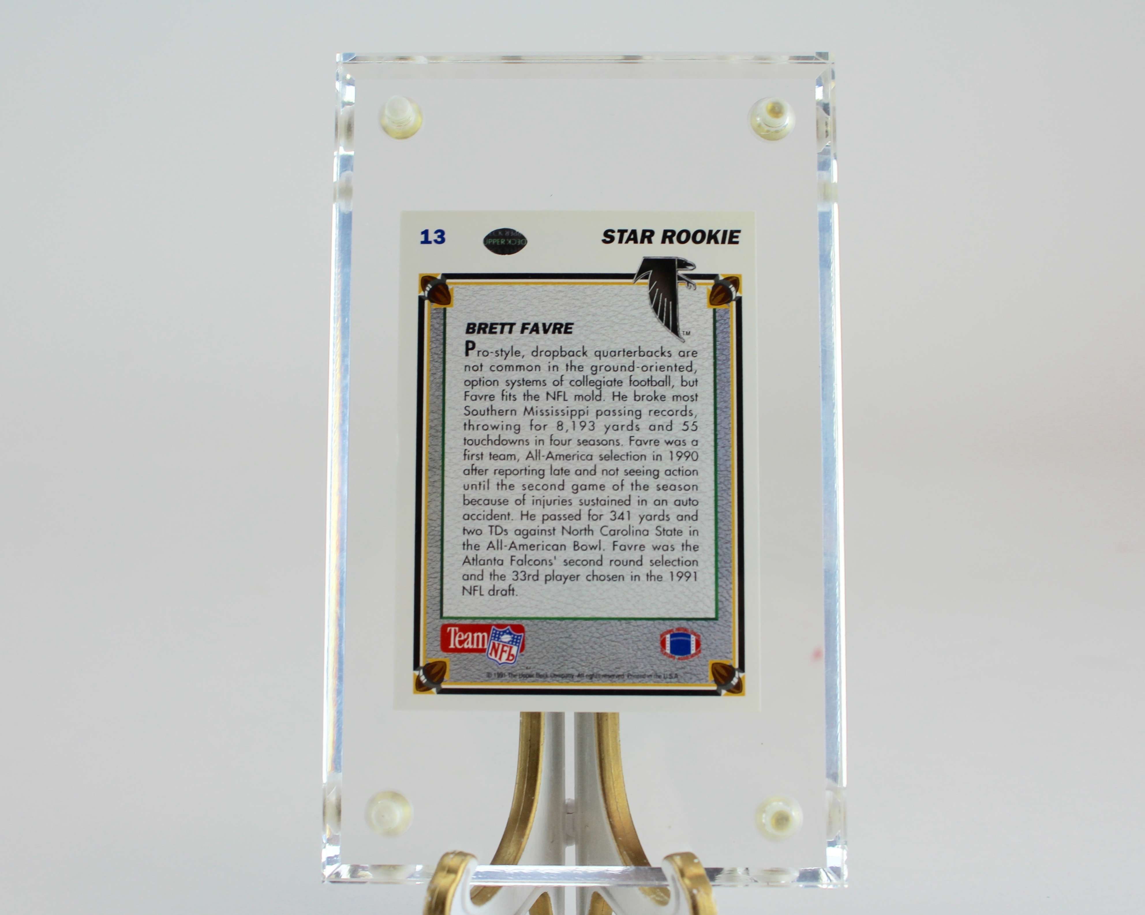 Brett Favre Autographed Upper Deck#13 Atlanta Falcons Rookie Card