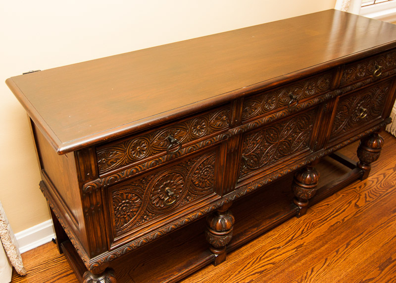 Early 20th Century Jacobean Revival Oak Sideboard Console