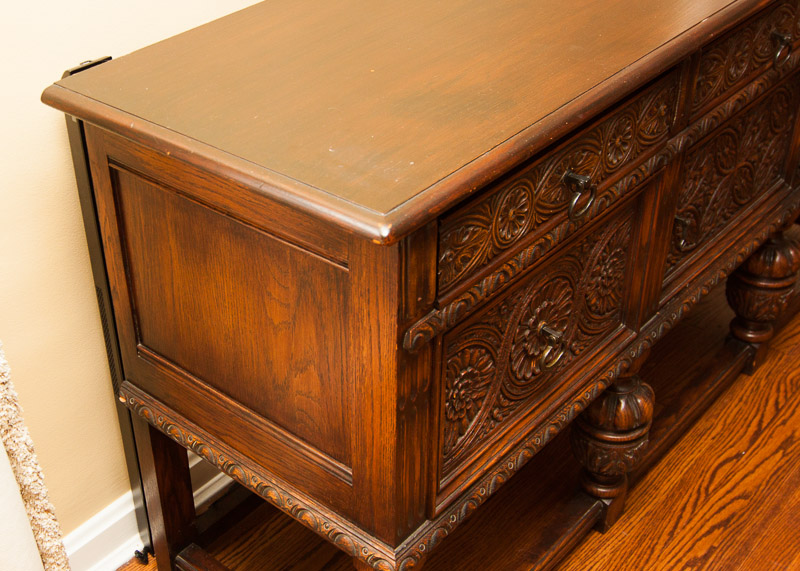Early 20th Century Jacobean Revival Oak Sideboard Console