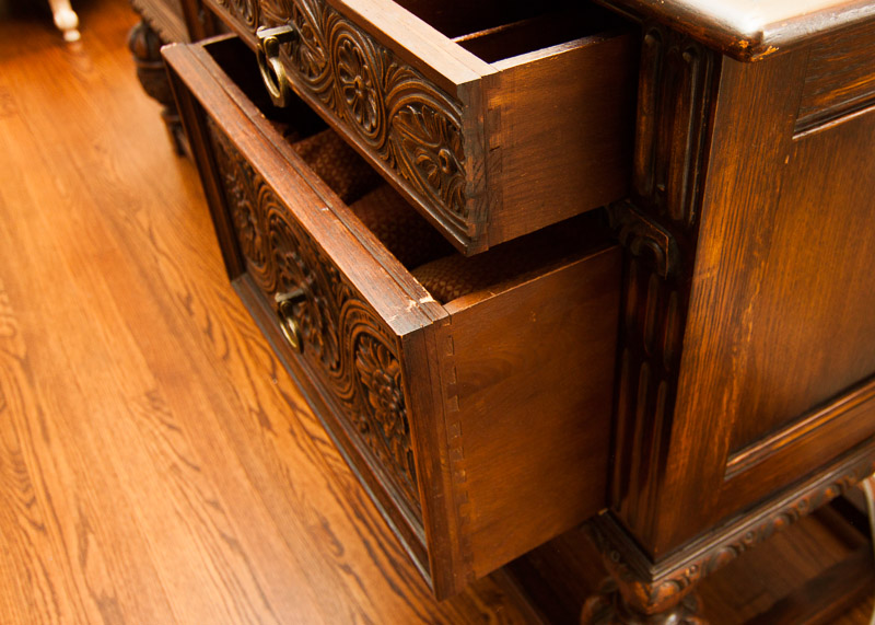 Early 20th Century Jacobean Revival Oak Sideboard Console
