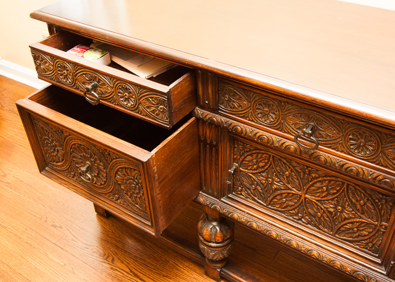 Early 20th Century Jacobean Revival Oak Sideboard Console