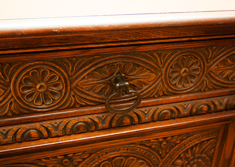 Early 20th Century Jacobean Revival Oak Sideboard Console
