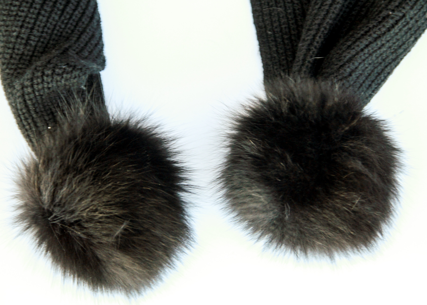 Two Black Fox Fur Scarves