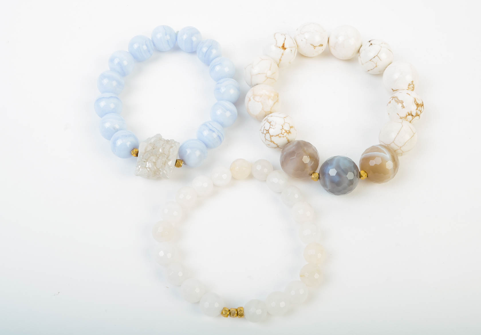 Trio of Hardtone Bead Bracelets