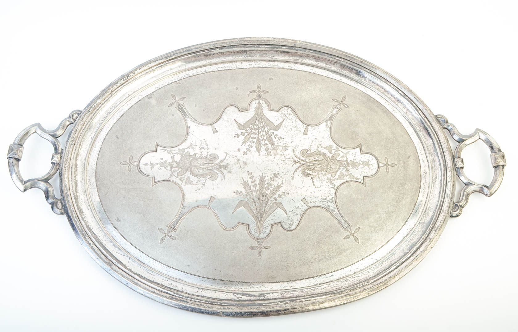 Beautiful Vintage Etched Silver Plate Platter