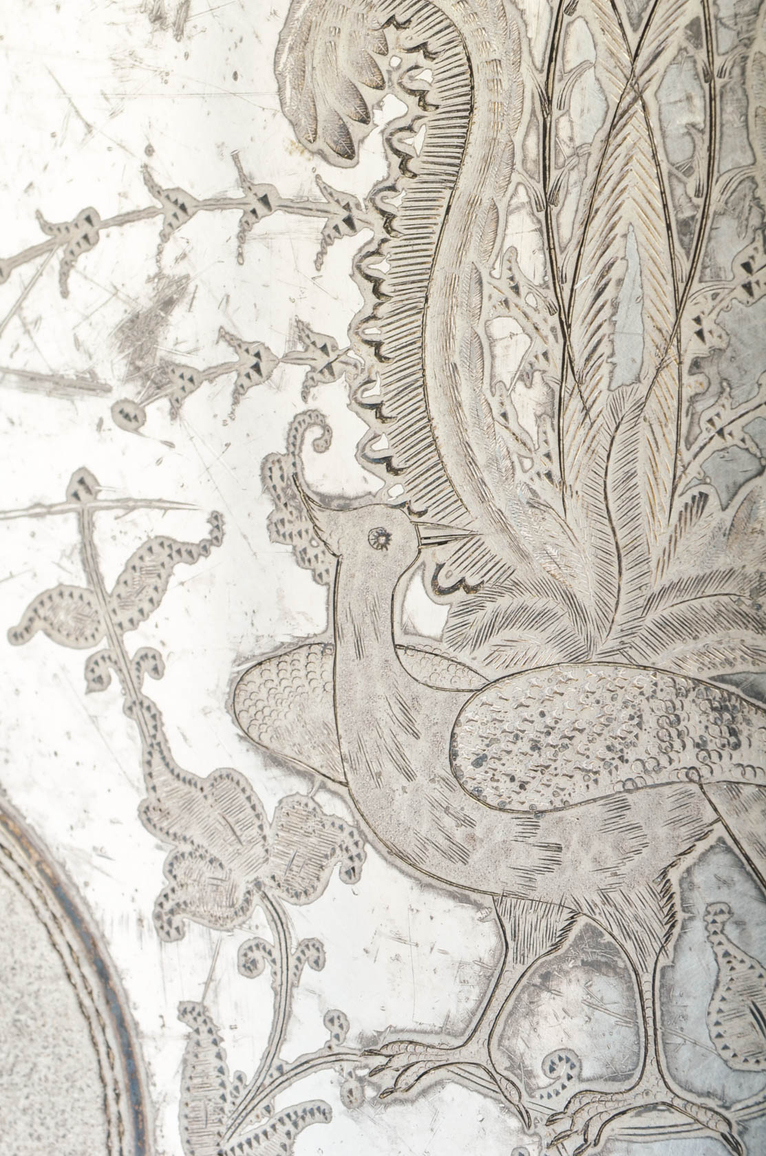 Beautiful Vintage Etched Silver Plate Platter