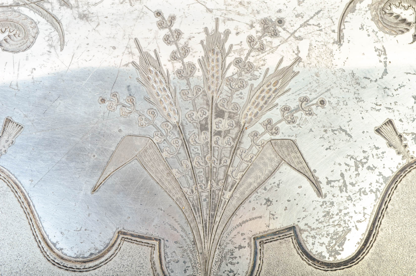 Beautiful Vintage Etched Silver Plate Platter