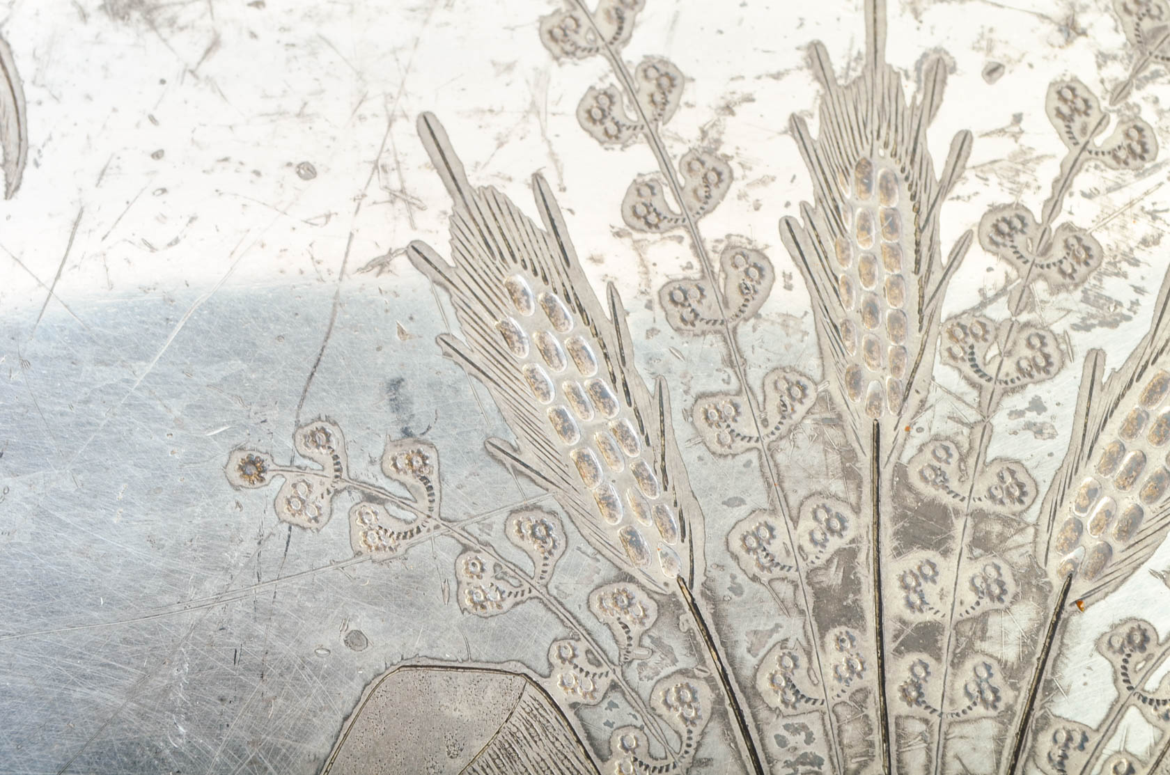 Beautiful Vintage Etched Silver Plate Platter