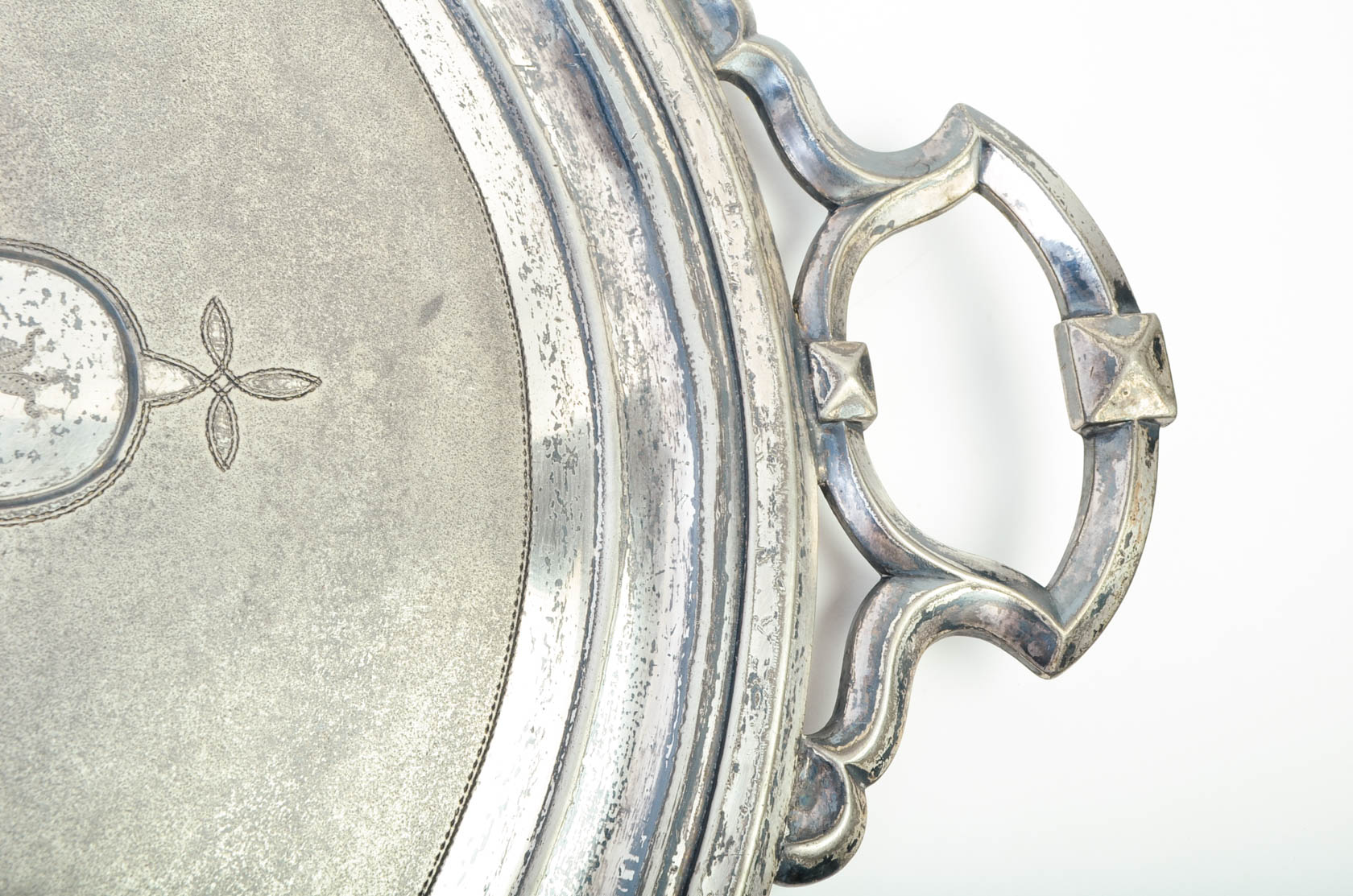 Beautiful Vintage Etched Silver Plate Platter