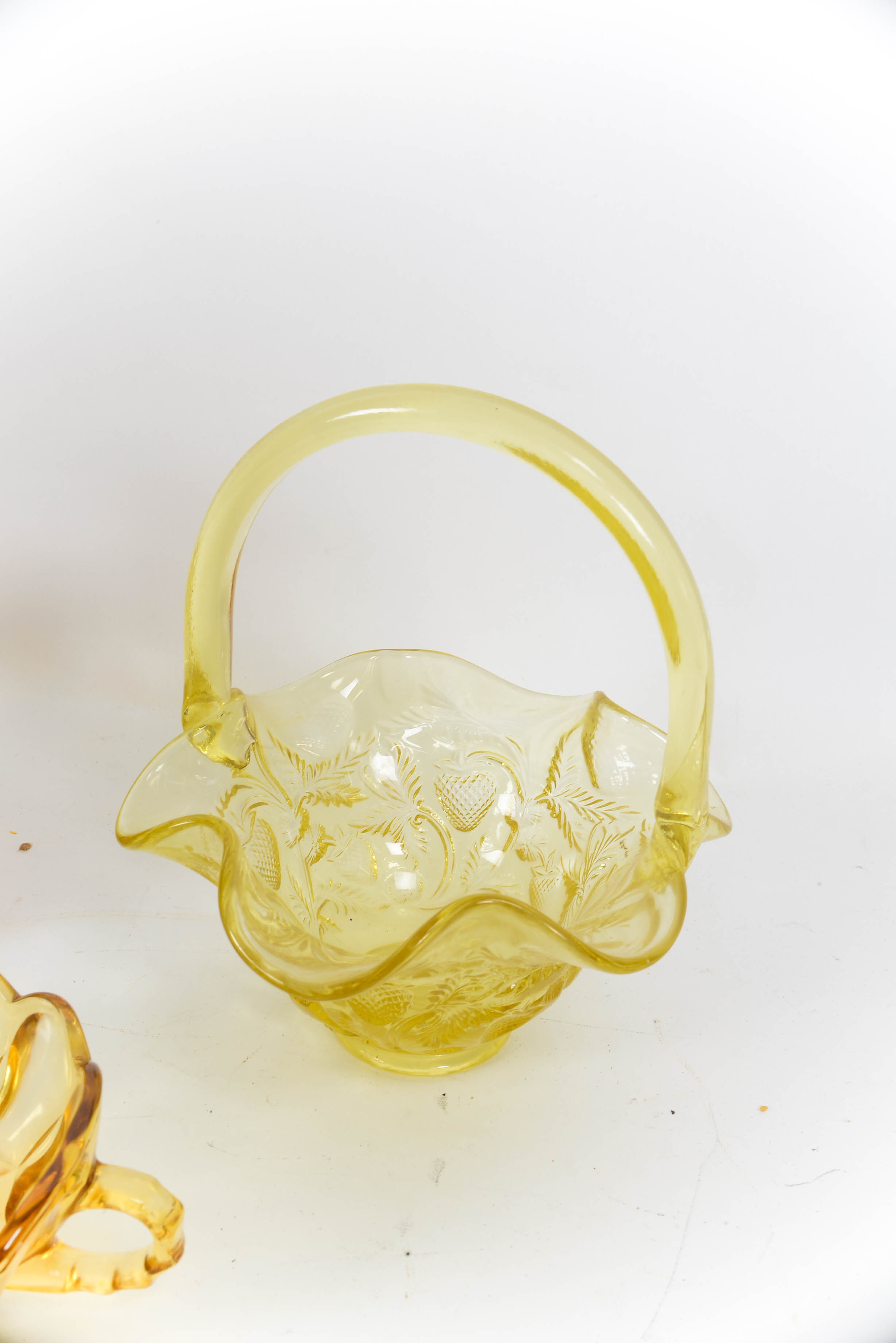 Vintage Fenton Candy Dish and Other Amber-Colored Glassware