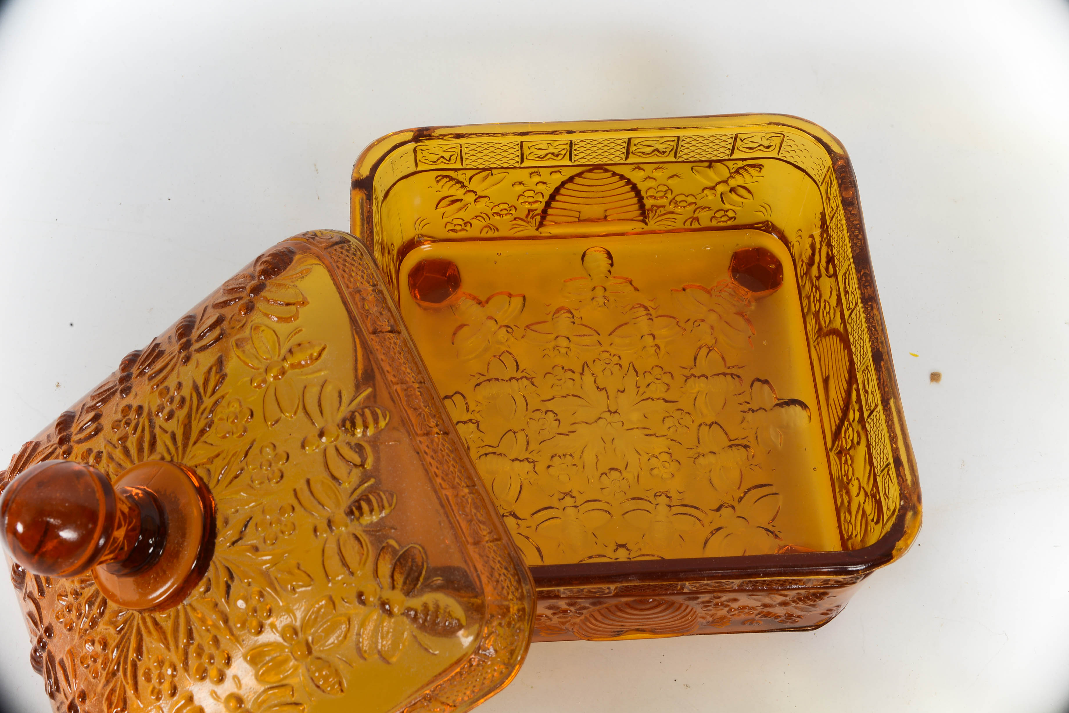 Vintage Fenton Candy Dish and Other Amber-Colored Glassware