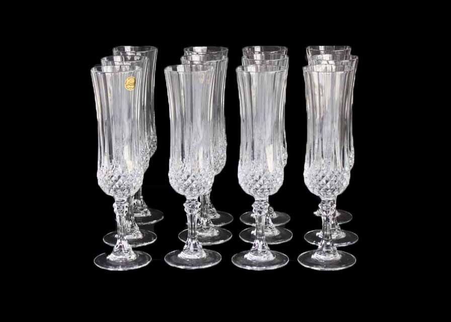 Set of French Cristal d'Arques "Longchamp" Champagne Flutes