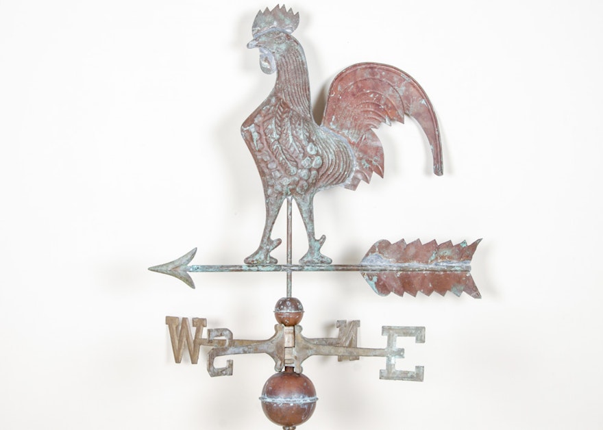Antiqued Copper Rooster Weathervane