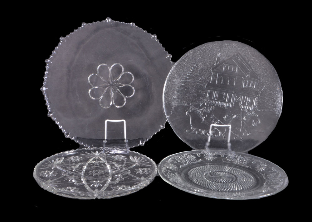 Set of Pressed Glass Serving Trays