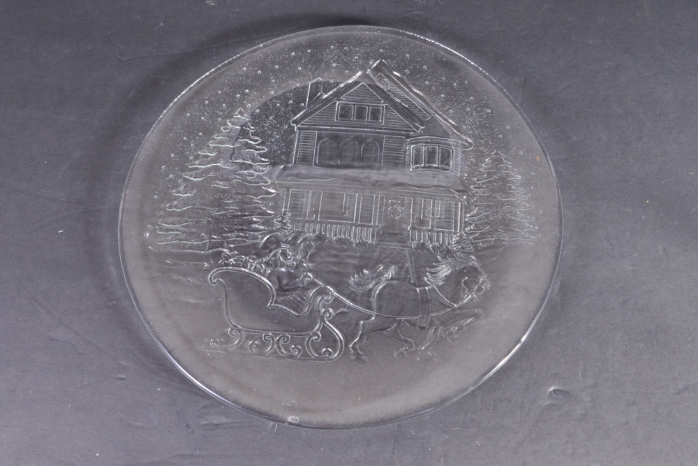 Set of Pressed Glass Serving Trays