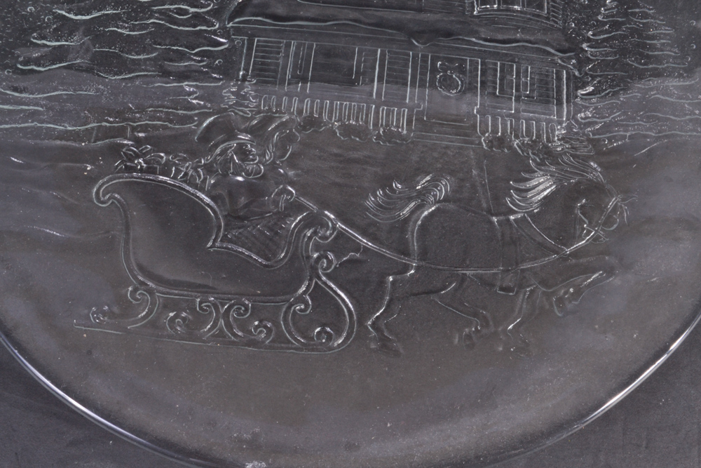 Set of Pressed Glass Serving Trays