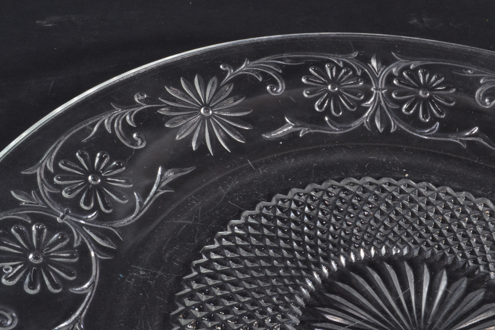 Set of Pressed Glass Serving Trays