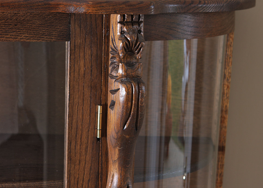 Carved Oak Curio Cabinet