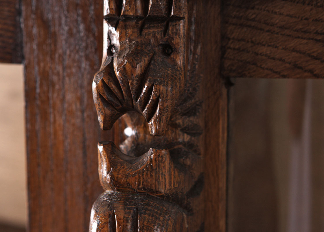 Carved Oak Curio Cabinet
