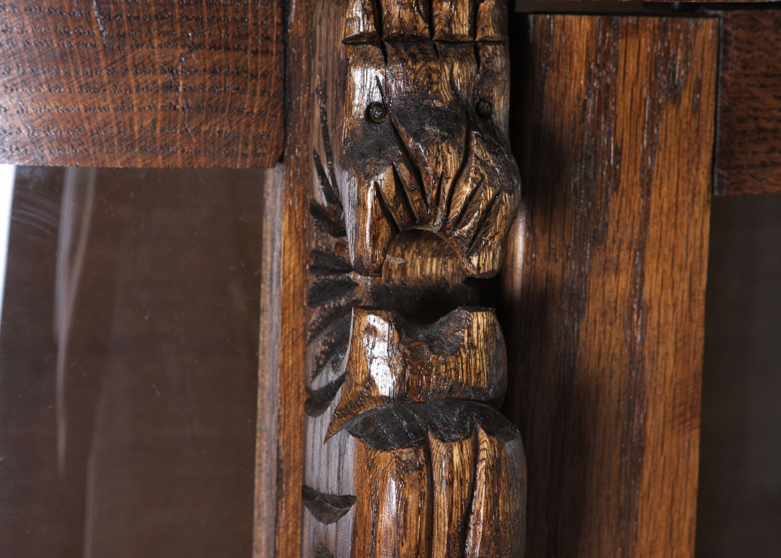 Carved Oak Curio Cabinet