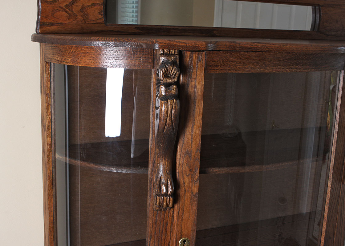 Carved Oak Curio Cabinet