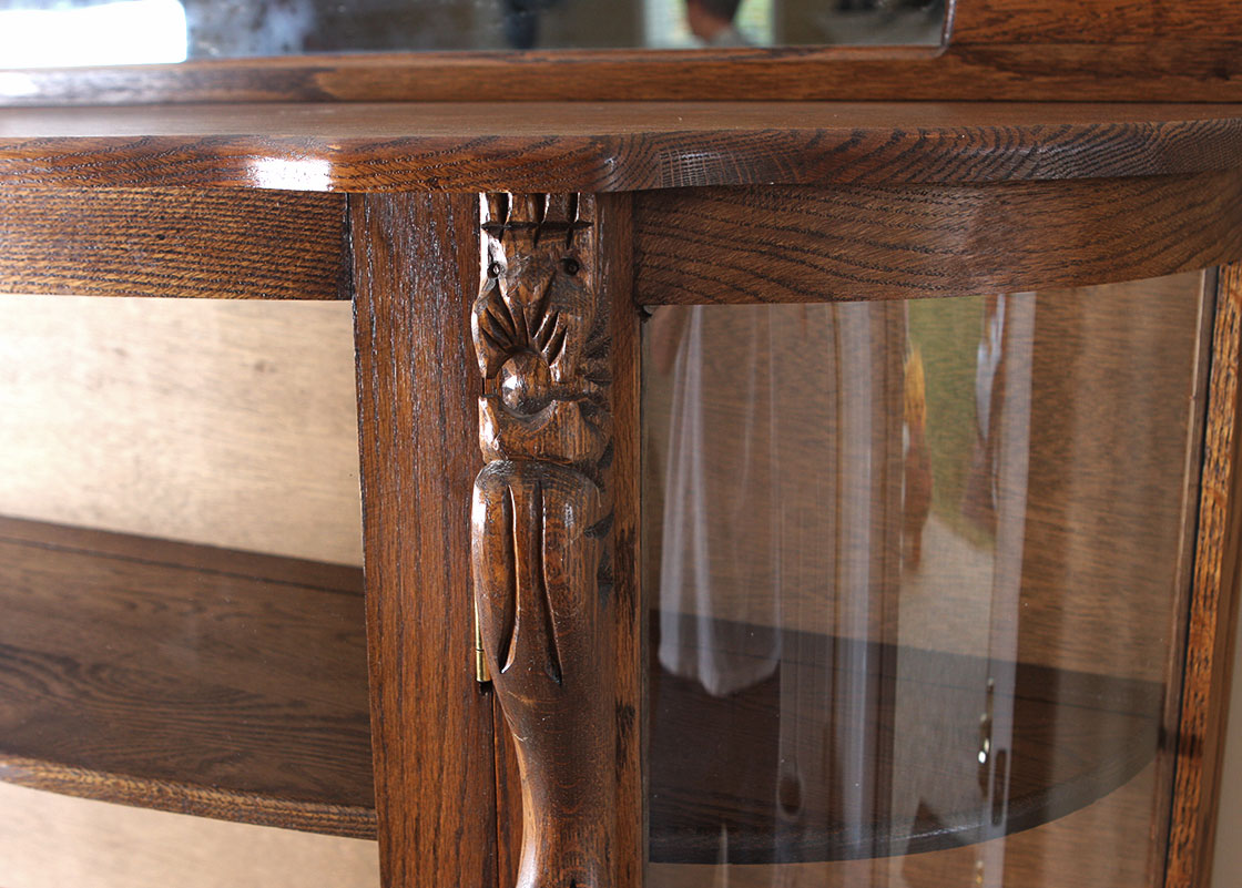 Carved Oak Curio Cabinet