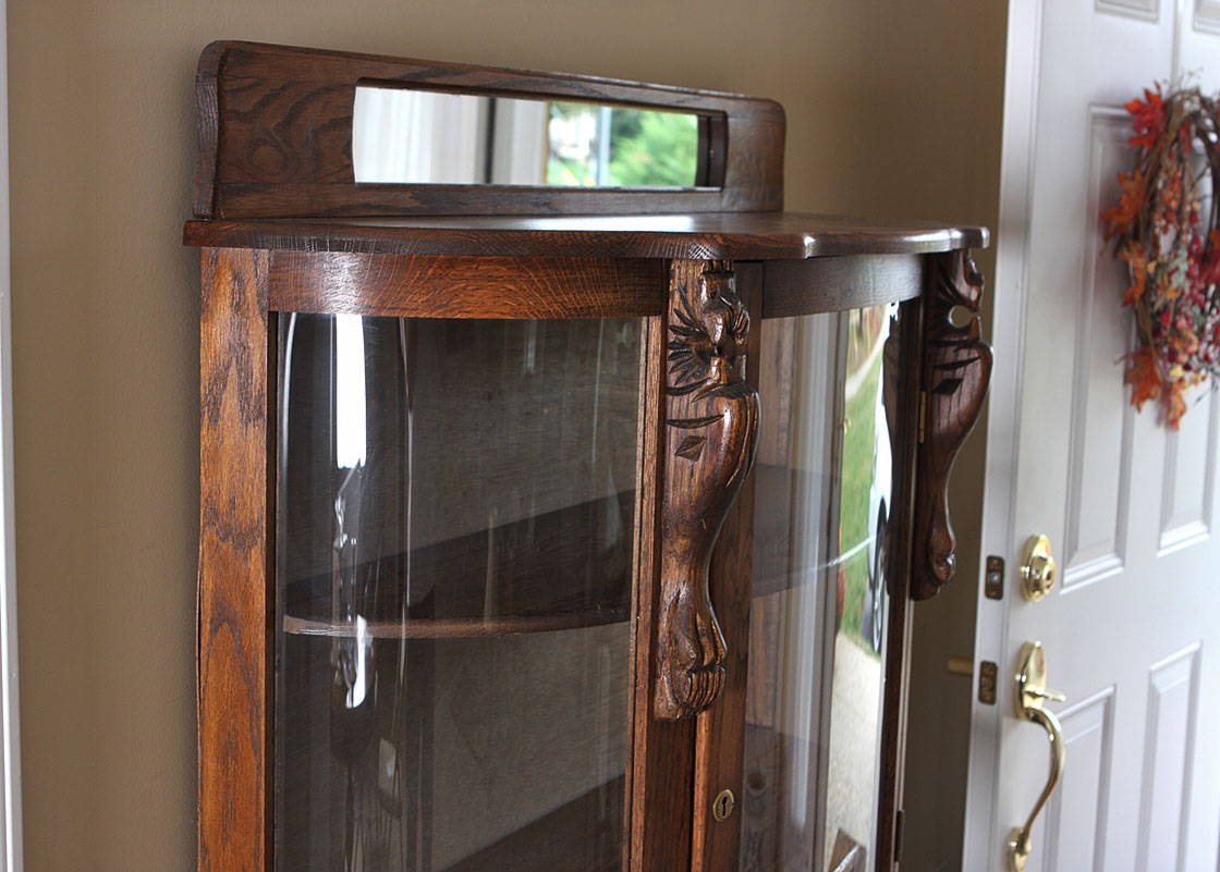 Carved Oak Curio Cabinet