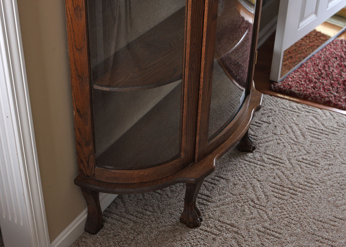 Carved Oak Curio Cabinet