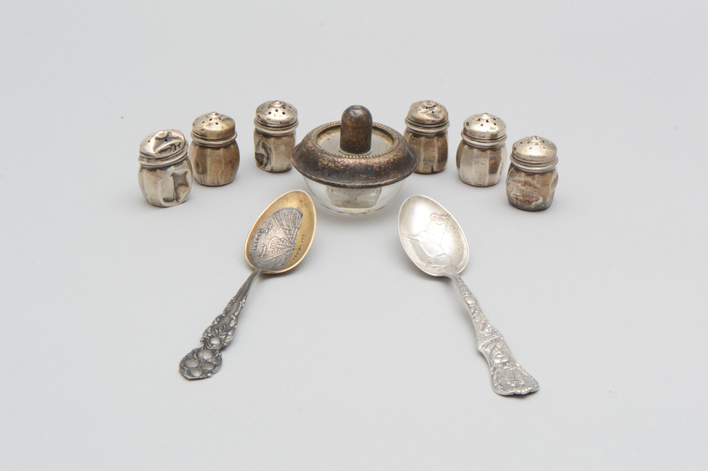 Sterling Individual Shakers and Lighter