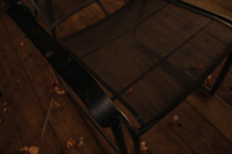 Black Metal Patio Table with Three Chairs