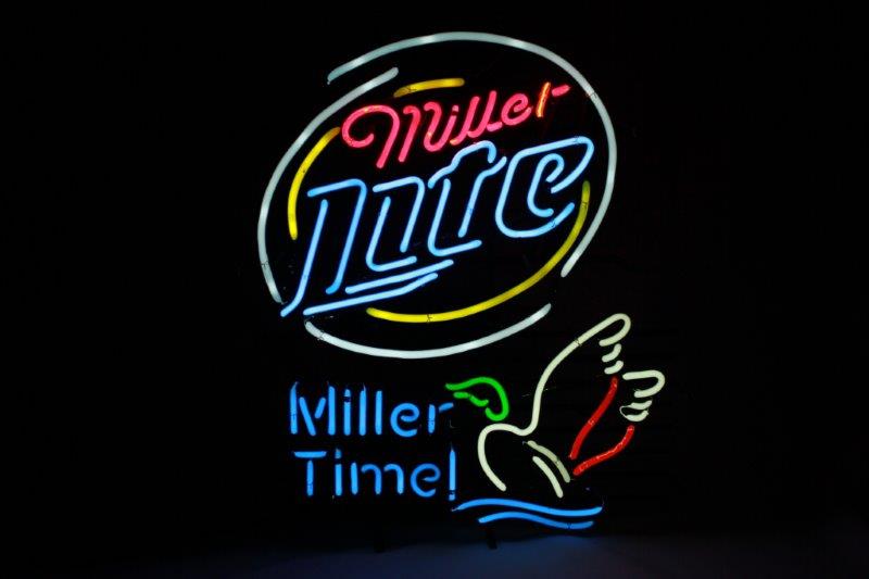 Miller Lite with Duck Neon Sign
