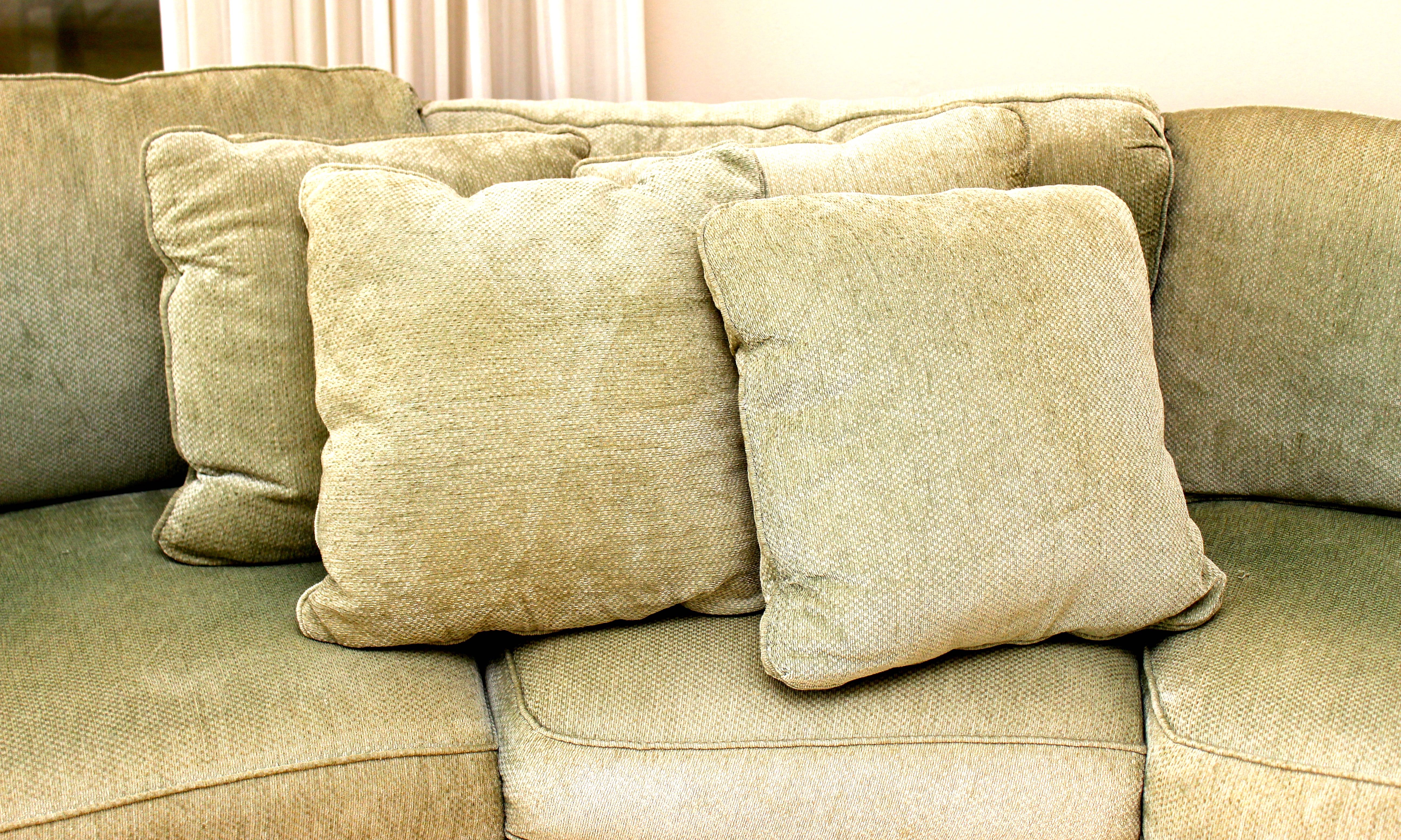 Curved Sage Green Sofa by Sherrill