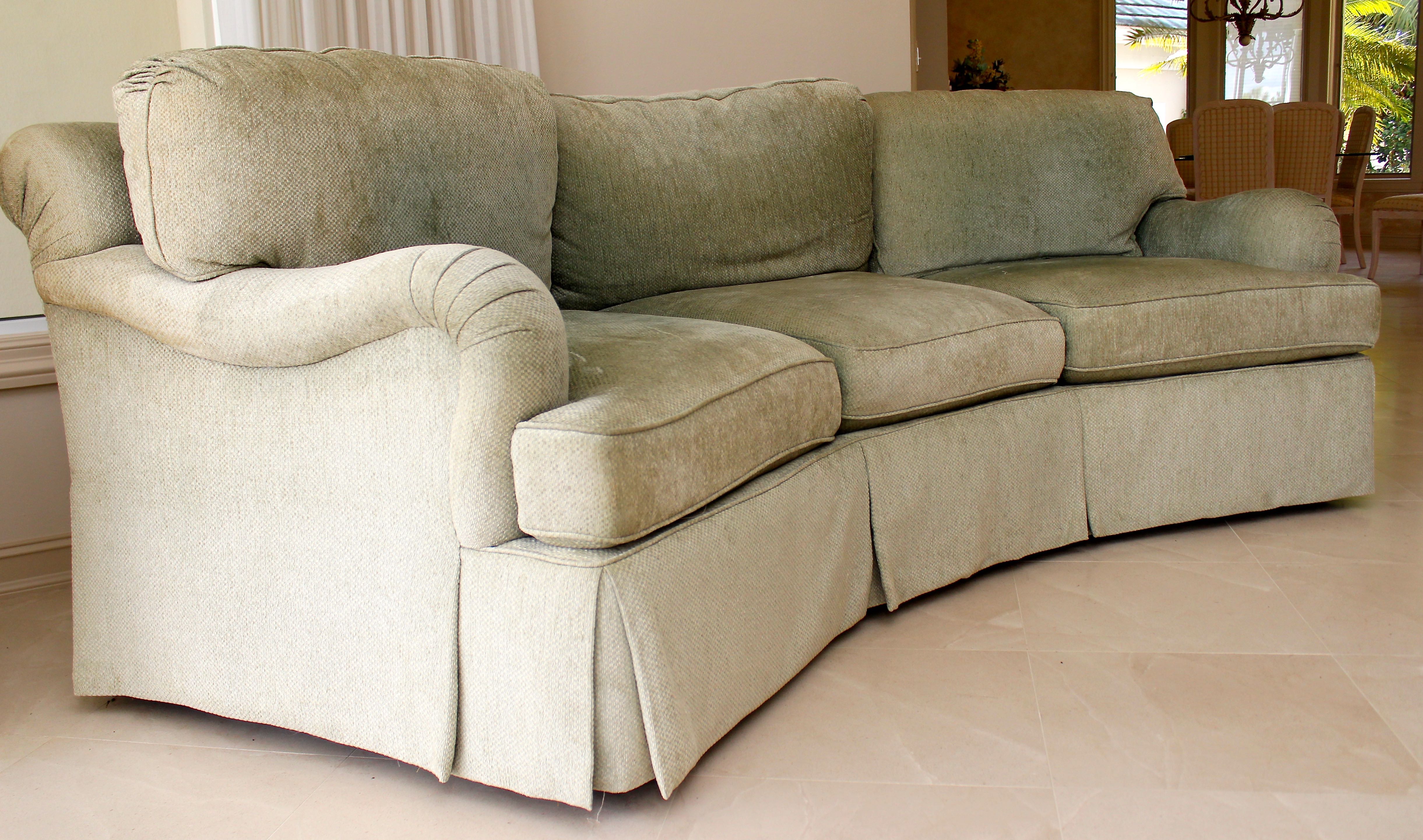 Curved Sage Green Sofa by Sherrill